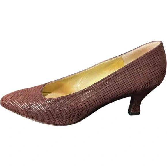 Bruno Magli Vintage Women's Brown Leather Dotted Pumps Heels Shoes Italy 8B - Picture 8 of 10